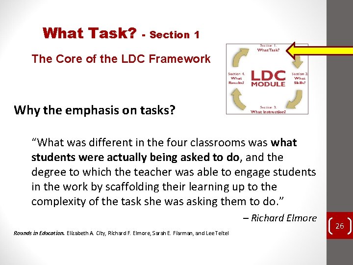 What Task? - Section 1 The Core of the LDC Framework Why the emphasis What Task? - Section 1 The Core of the LDC Framework Why the emphasis