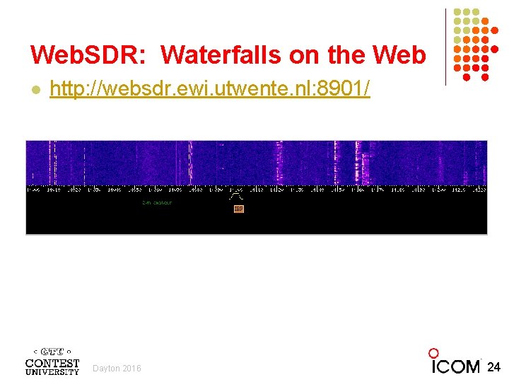 Web. SDR: Waterfalls on the Web l http: //websdr. ewi. utwente. nl: 8901/ Dayton