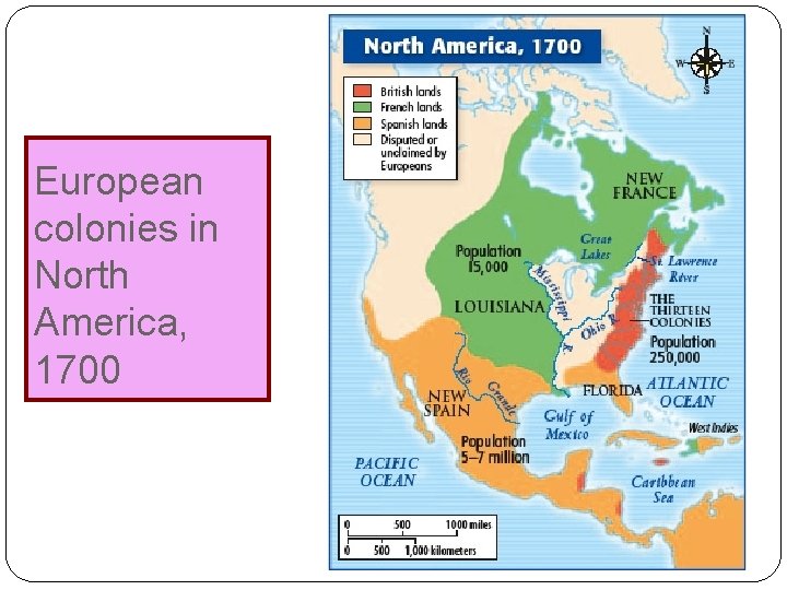 European colonies in North America, 1700 