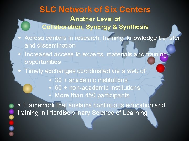 SLC Network of Six Centers Another Level of Collaboration, Synergy & Synthesis w Across