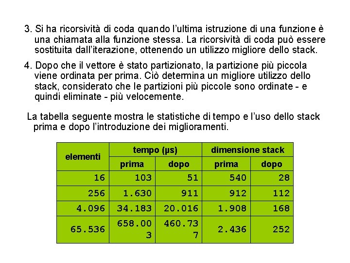 3. Si ha ricorsività di coda quando l’ultima istruzione di una funzione è una