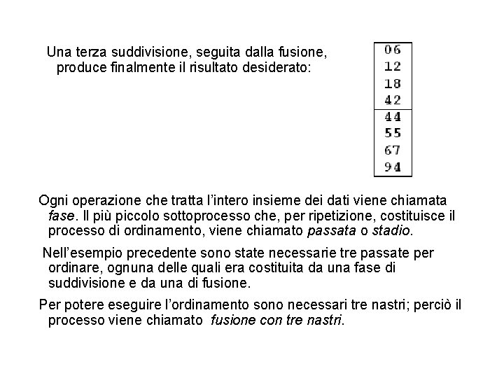 Una terza suddivisione, seguita dalla fusione, produce finalmente il risultato desiderato: Ogni operazione che