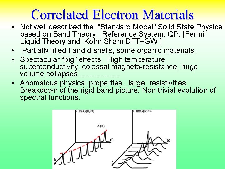 Correlated Electron Materials • Not well described the “Standard Model” Solid State Physics based