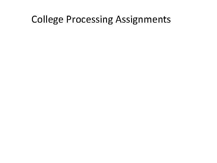 College Processing Assignments 