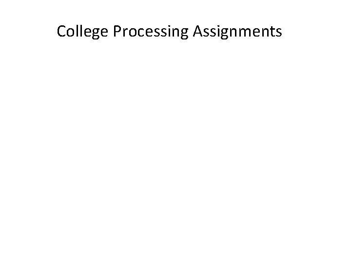 College Processing Assignments 