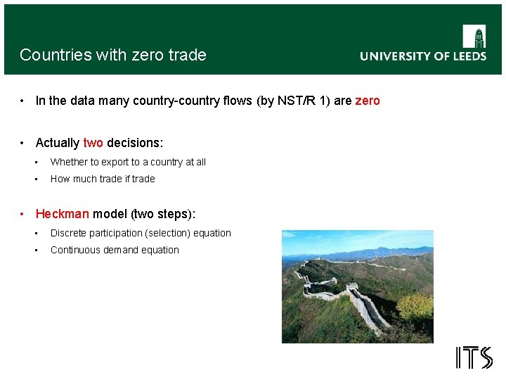Countries with zero trade • In the data many country-country flows (by NST/R 1)