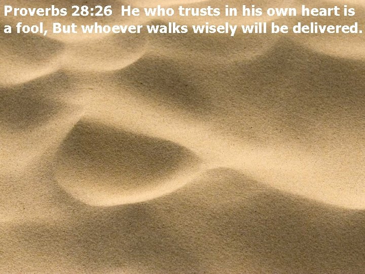 Proverbs 28: 26 He who trusts in his own heart is a fool, But