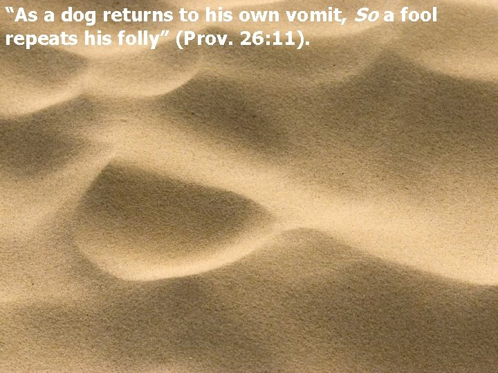 “As a dog returns to his own vomit, So a fool repeats his folly”