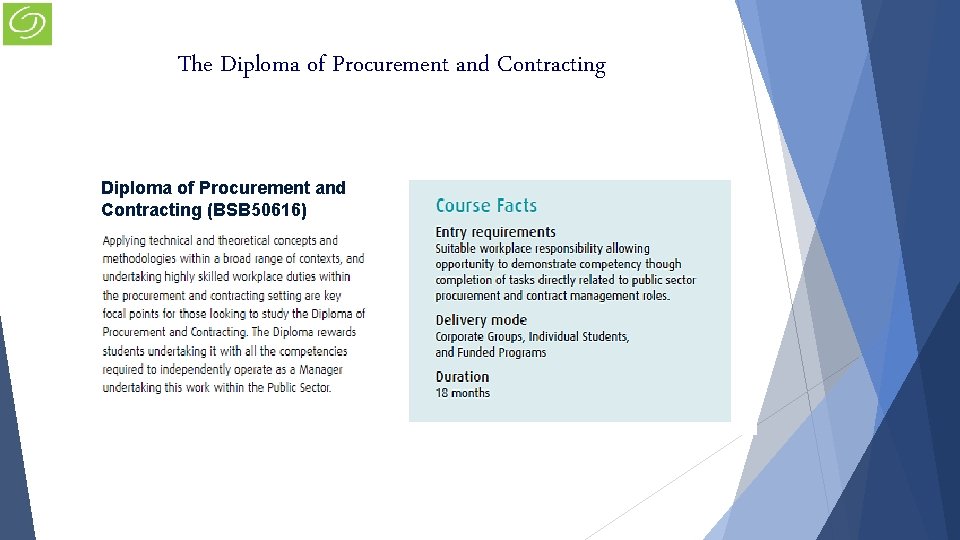 The Diploma of Procurement and Contracting (BSB 50616) 