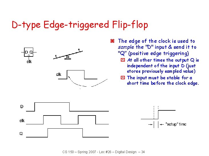 D-type Edge-triggered Flip-flop z The edge of the clock is used to sample the D-type Edge-triggered Flip-flop z The edge of the clock is used to sample the
