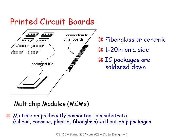 Printed Circuit Boards z Fiberglass or ceramic z 1 -20 in on a side Printed Circuit Boards z Fiberglass or ceramic z 1 -20 in on a side
