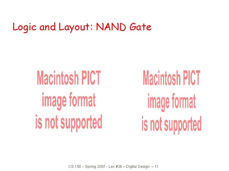 Logic and Layout: NAND Gate CS 150 – Spring 2007 - Lec #26 – Logic and Layout: NAND Gate CS 150 – Spring 2007 - Lec #26 –
