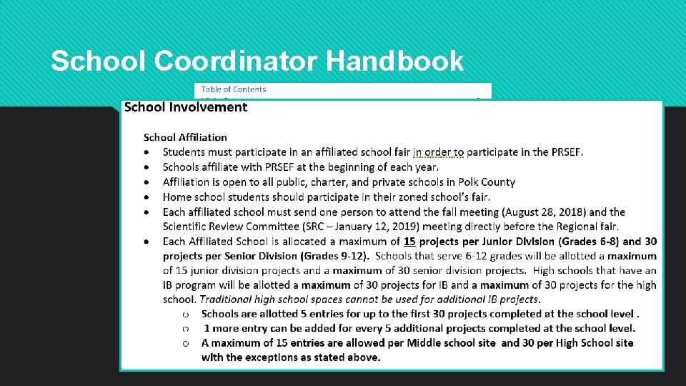 School Coordinator Handbook School Coordinator Handbook