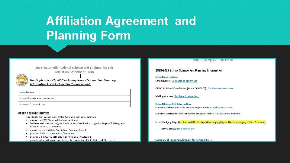 Affiliation Agreement and Planning Form Affiliation Agreement and Planning Form
