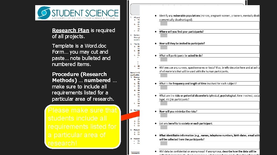 Research Plan is required of all projects. Template is a Word. doc Form… you Research Plan is required of all projects. Template is a Word. doc Form… you