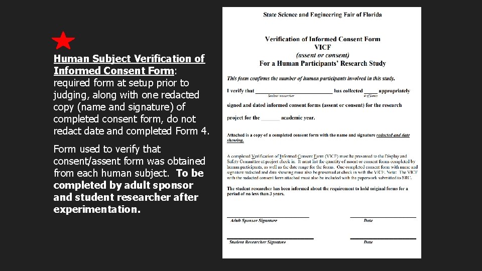 Florida SSEF Human Subject Verification of Informed Consent Form: required form at setup prior Florida SSEF Human Subject Verification of Informed Consent Form: required form at setup prior