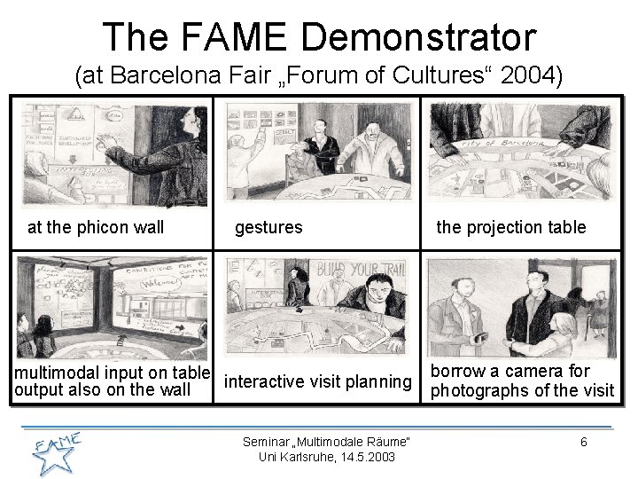 The FAME Demonstrator (at Barcelona Fair „Forum of Cultures“ 2004) at the phicon wall