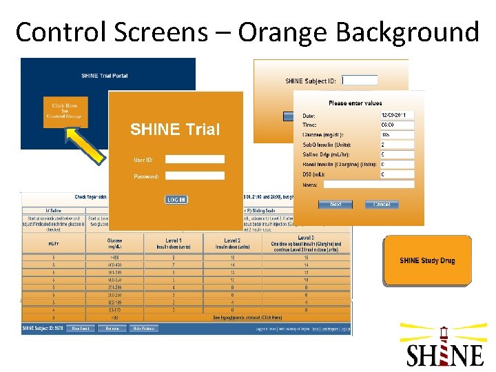 Control Screens – Orange Background 