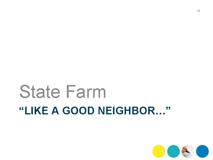 14 State Farm “LIKE A GOOD NEIGHBOR…” 