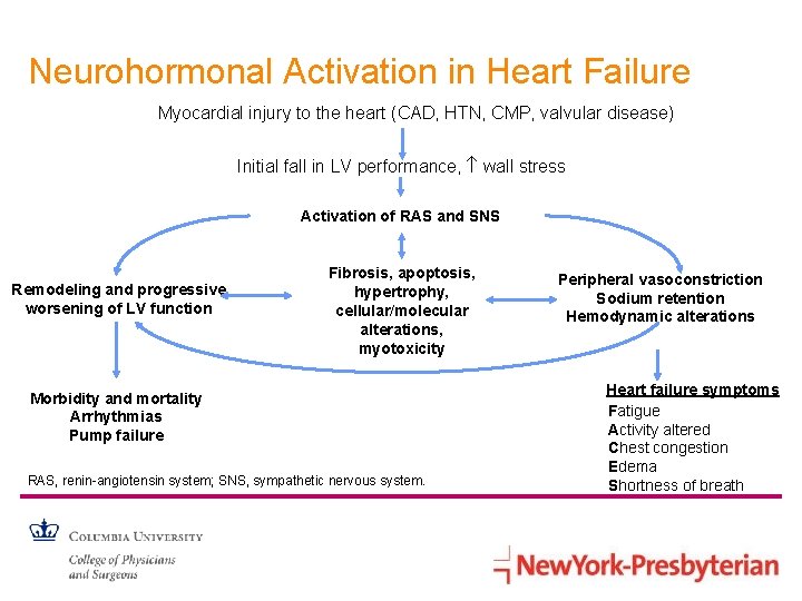 Neurohormonal Activation in Heart Failure Myocardial injury to the heart (CAD, HTN, CMP, valvular