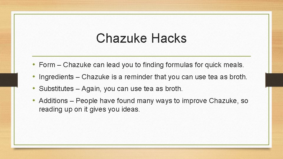Chazuke Hacks • • Form – Chazuke can lead you to finding formulas for