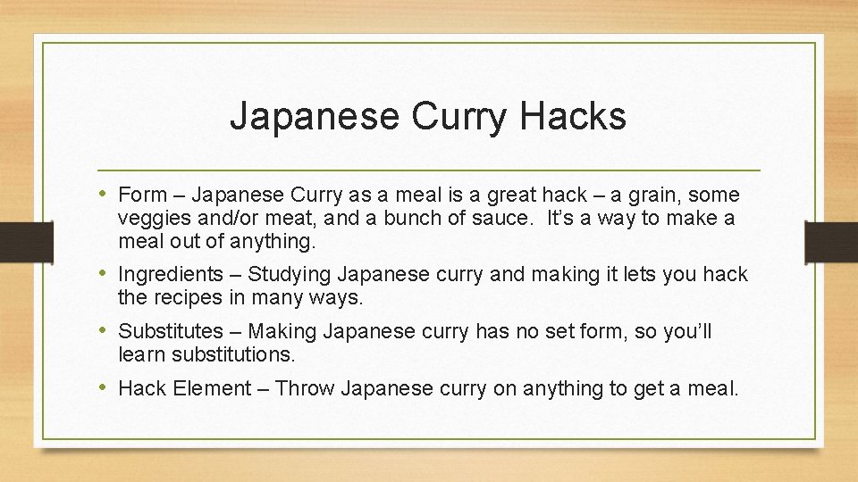 Japanese Curry Hacks • Form – Japanese Curry as a meal is a great