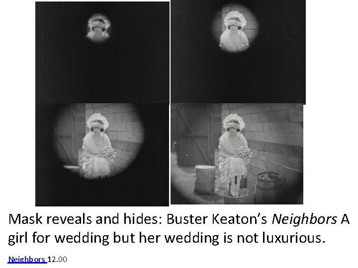 Mask reveals and hides: Buster Keaton’s Neighbors A girl for wedding but her wedding