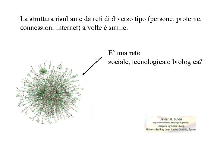 La struttura risultante da reti di diverso tipo (persone, proteine, connessioni internet) a volte