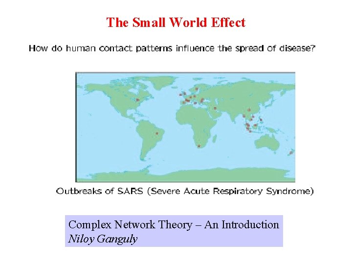 The Small World Effect Complex Network Theory – An Introduction Niloy Ganguly 