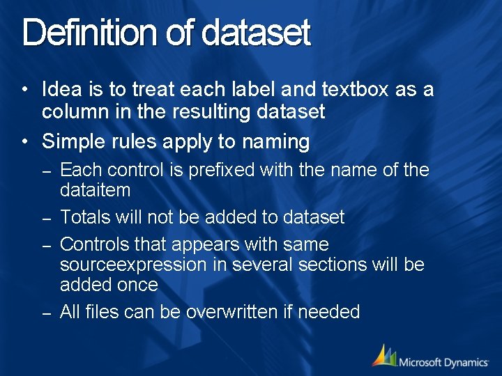 Definition of dataset • Idea is to treat each label and textbox as a