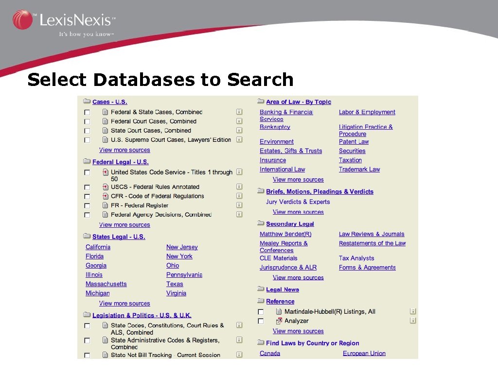 Select Databases to Search 