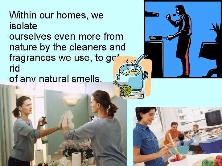 Within our homes, we isolate ourselves even more from nature by the cleaners and
