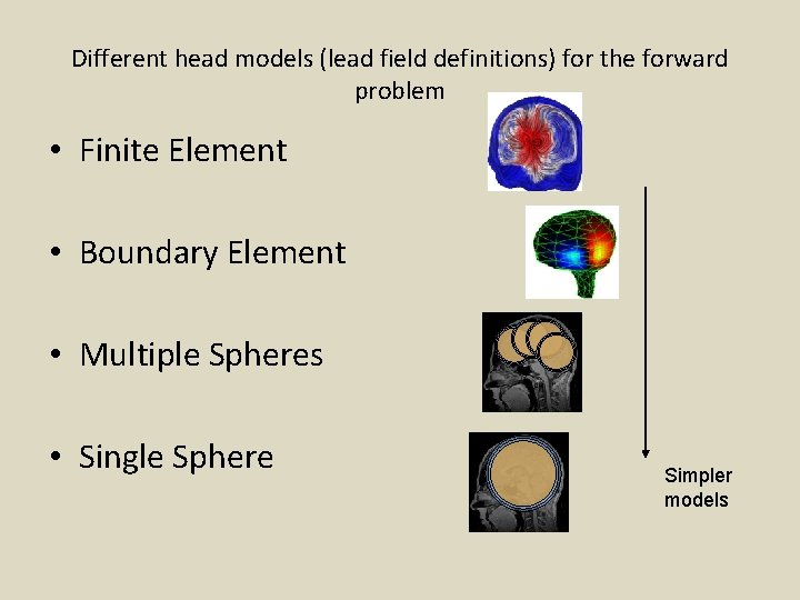 Different head models (lead field definitions) for the forward problem • Finite Element •