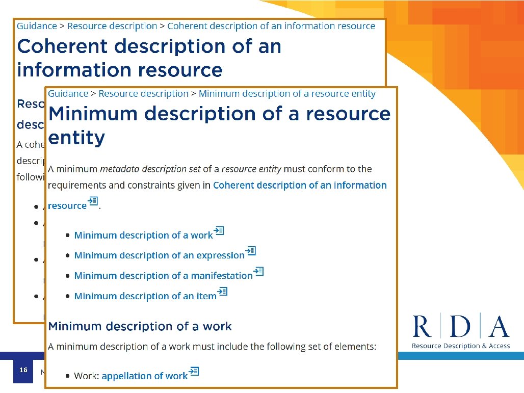 16 New version of RDA, IFLA 2019 16 New version of RDA, IFLA 2019