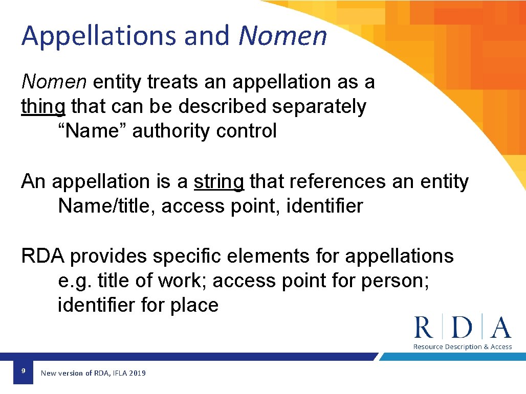 Appellations and Nomen entity treats an appellation as a thing that can be described Appellations and Nomen entity treats an appellation as a thing that can be described