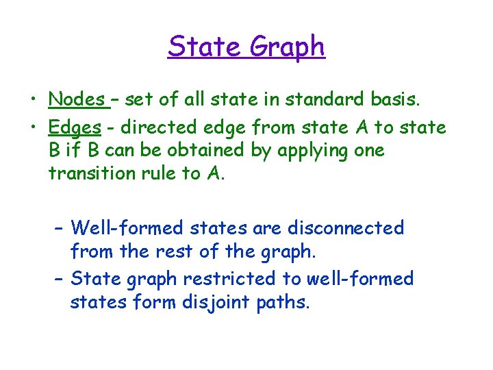 State Graph • Nodes – set of all state in standard basis. • Edges