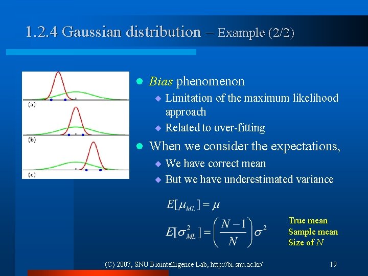 1. 2. 4 Gaussian distribution – Example (2/2) l Bias phenomenon ¨ Limitation of