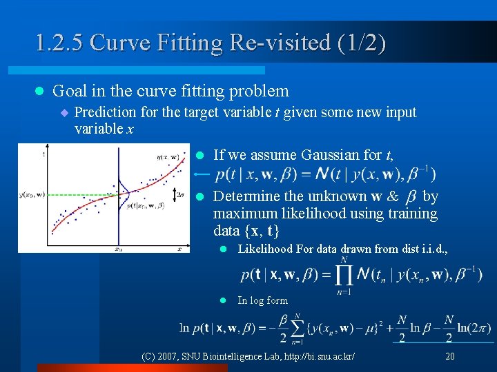 1. 2. 5 Curve Fitting Re-visited (1/2) l Goal in the curve fitting problem