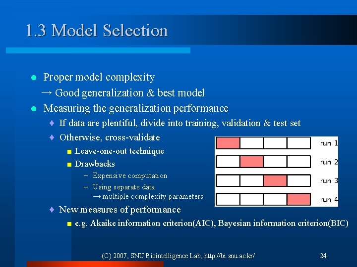 1. 3 Model Selection Proper model complexity → Good generalization & best model l