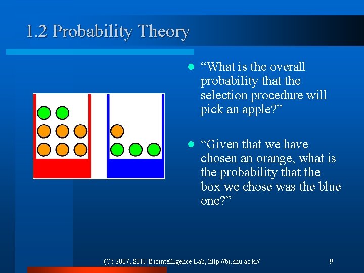 1. 2 Probability Theory l “What is the overall probability that the selection procedure