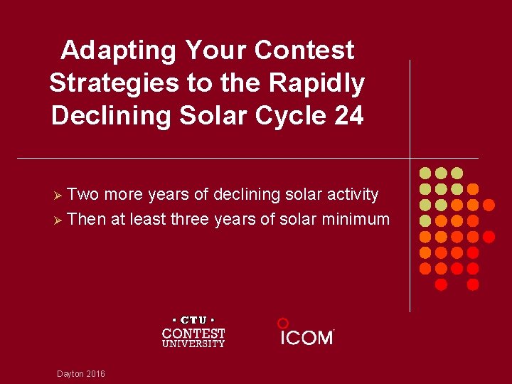 Adapting Your Contest Strategies to the Rapidly Declining Solar Cycle 24 Two more years