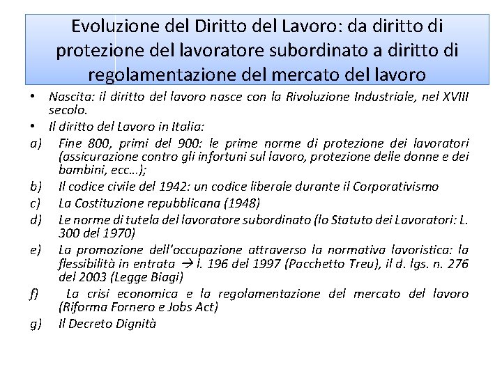 Evoluzione del Diritto del Lavoro: da diritto di protezione del lavoratore subordinato a diritto