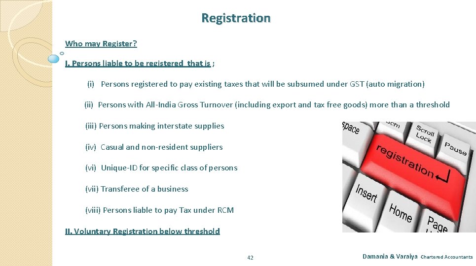 Registration Who may Register? I. Persons liable to be registered that is ; (i)