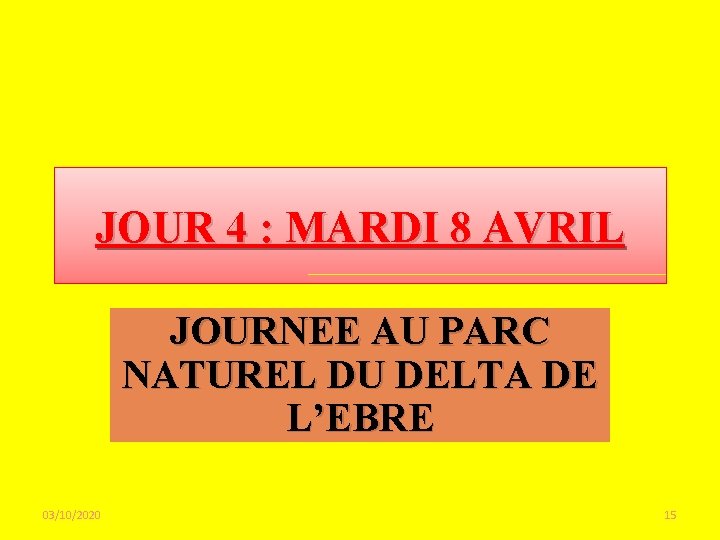 JOUR 4 : MARDI 8 AVRIL JOURNEE AU PARC NATUREL DU DELTA DE L’EBRE