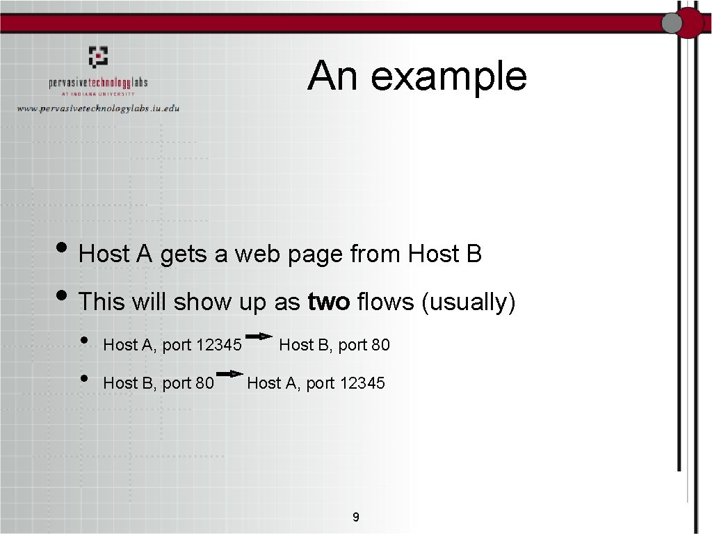 An example • Host A gets a web page from Host B • This