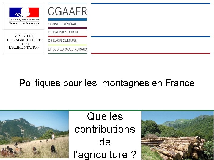 Politiques pour les montagnes en France Quelles contributions de l’agriculture ? 