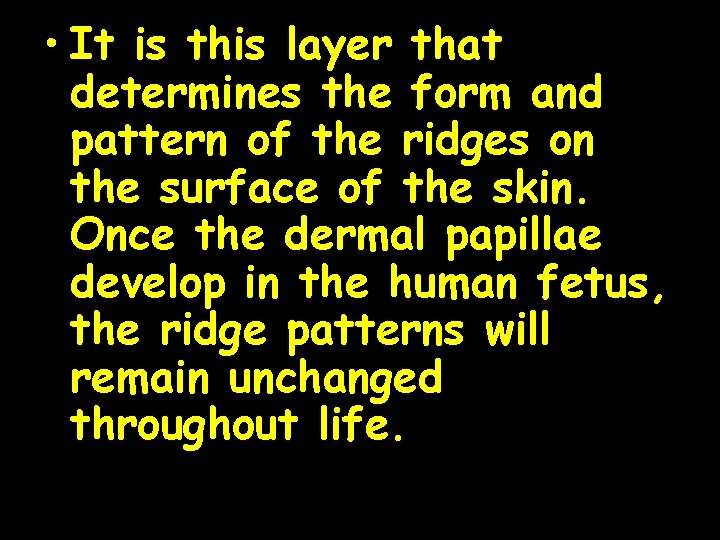  • It is this layer that determines the form and pattern of the