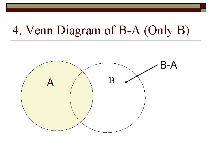 4. Venn Diagram of B-A (Only B) B-A A B 