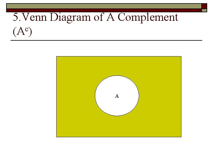 5. Venn Diagram of A Complement (Ac) A’ A’ A Ac 