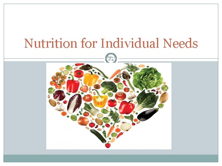Nutrition for Individual Needs Slide 1 of 19 